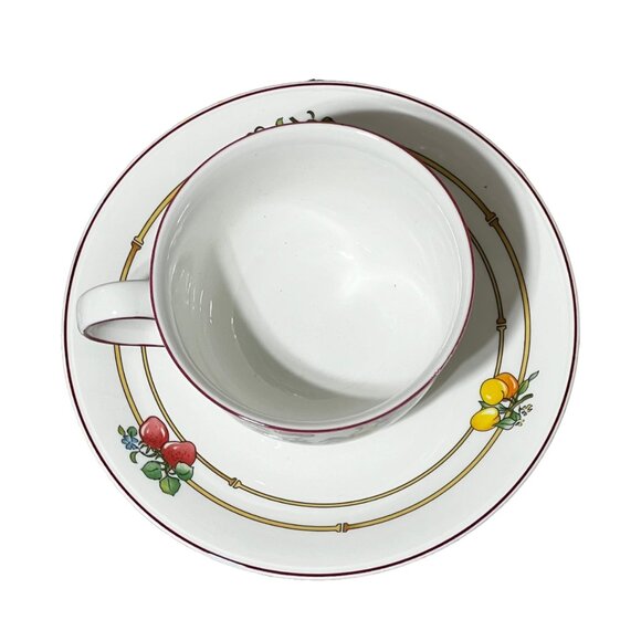 Villeroy & Boch "Mon Jardin" Vitro-Porcelain Fruit Design Teacup & Saucer Set - Picture 1 of 4